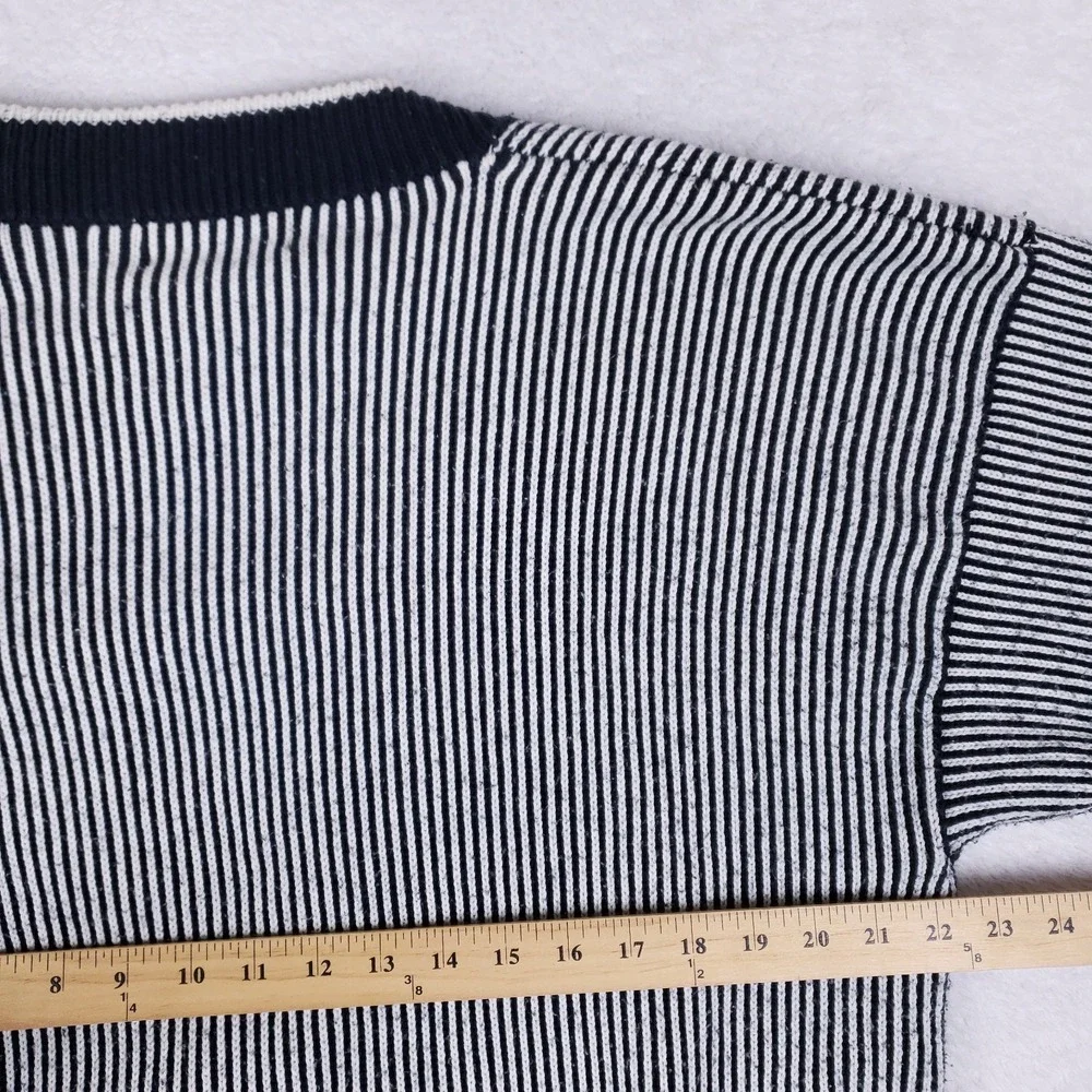 Vintage Jed Cardigan Sweater Striped Navy‎ White Knit Button Front Taiwan M